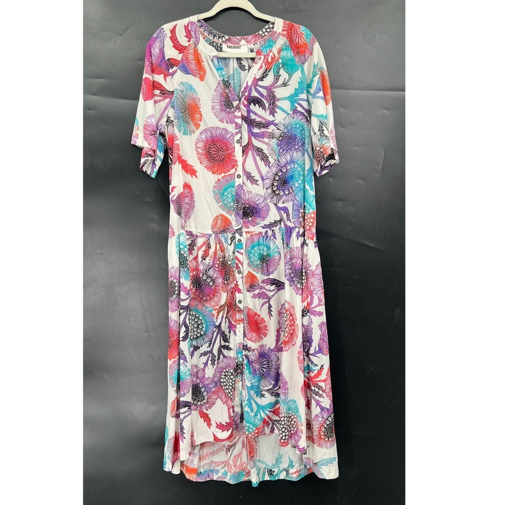 Anthropologie Tugboat Azores Maxi Dress Floral button front maximalist boho M